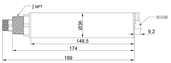 BT6308-BS211高量程浊度检测仪传感器尺寸图