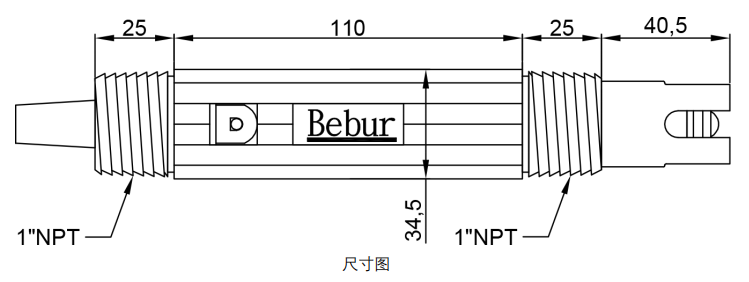 BW-PH290水质pH传感器尺寸图