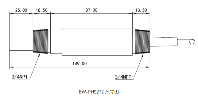 BW-PHS272水处理pH传感器尺寸图