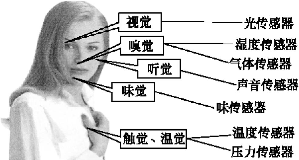 传感器的功能与人类5大感觉器官相比拟